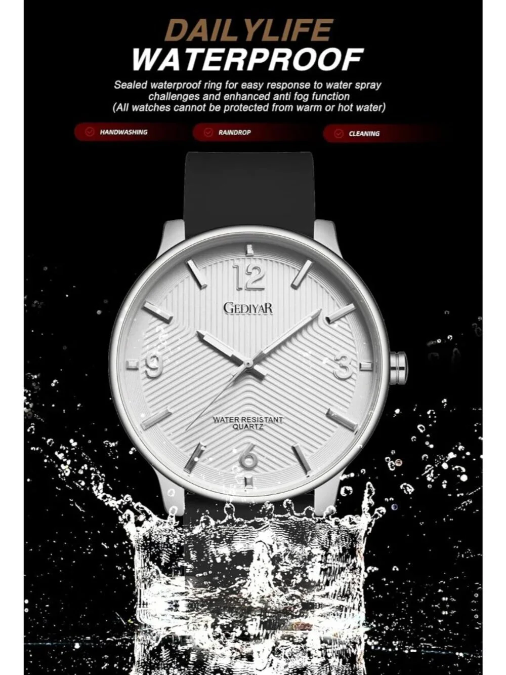Men's White Analog Quartz Simple Ultra Thin Waterproof Minimalist Wrist Watch